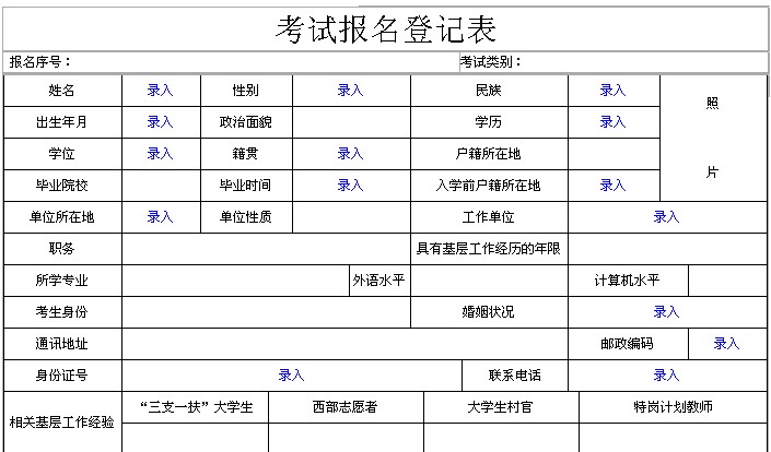 2014年国家公务员报名登记表填写说明