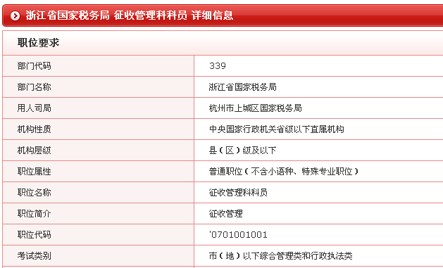 國家公務(wù)員考試職位表