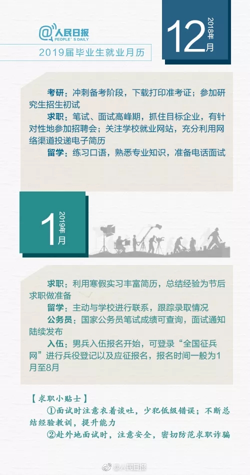 超实用!人民网发布2019届毕业生就业月历 超实用!人民网发布2019届毕业生就业月历