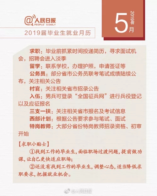 超实用!人民网发布2019届毕业生就业月历 超实用!人民网发布2019届毕业生就业月历
