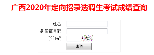 2020年广西定向招录选调生考试成绩查入口