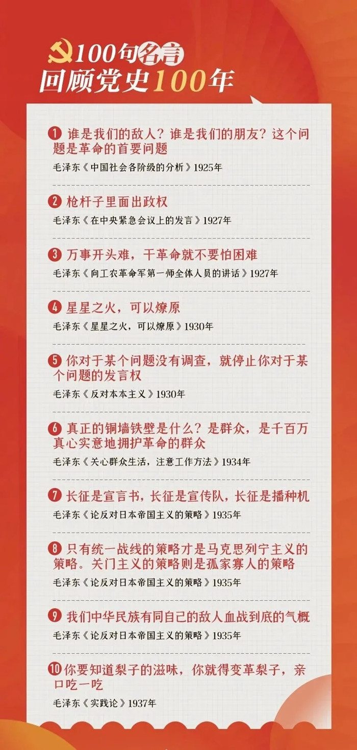 公考用得上！100句名言回顾党史百年，一起学习